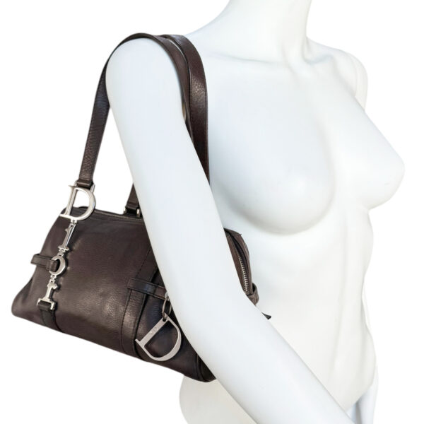 Dior Leather Logo Strap Shoulder Bag in Brown / Silver - Image 8
