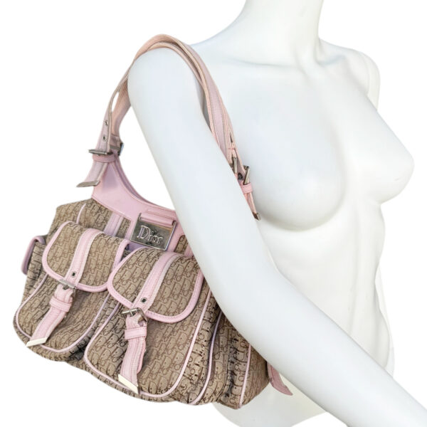 Dior Monogram Pocket Hobo Columbus Shoulder Bag in Beige / Baby Pink / Silver - Image 8