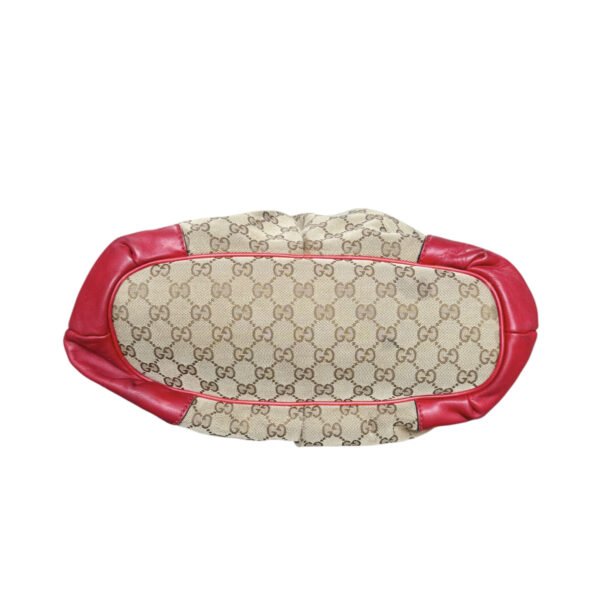 Gucci Monogram 2-Way Shoulder Bag in Beige / Red / Gold - Image 5