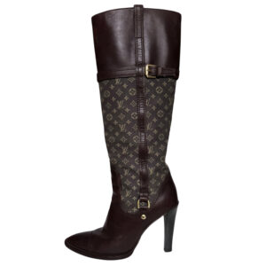 Vintage Louis Vuitton Monogram Heeled Boots in Brown / Gold UK 5 | NITRYL