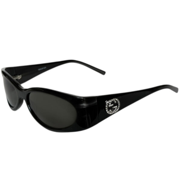 Vintage Gucci Diamante Logo Chunky Sunglasses in Black / Silver | NITRYL