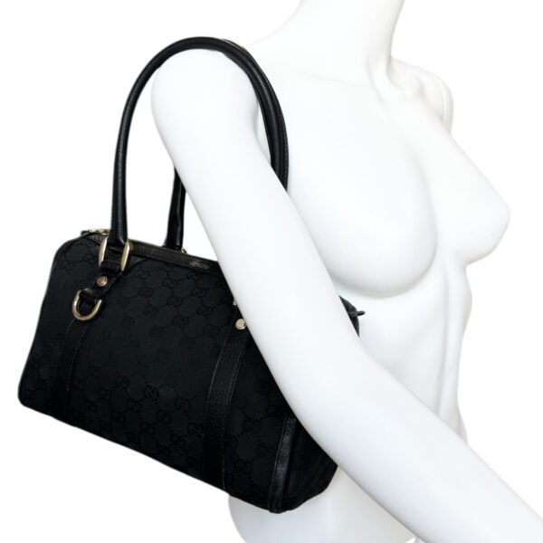 Gucci Monogram Shoulder Boston Shoulder Bag in Black / Gold - Image 8