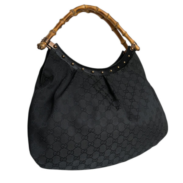 Gucci Monogram Bamboo Large Hobo Shoulder Bag in Black - Image 4