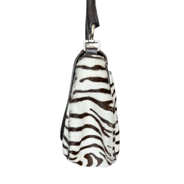 Prada Zebra Print Calfskin Shoulder Bag in White / Brown / Black - Image 3