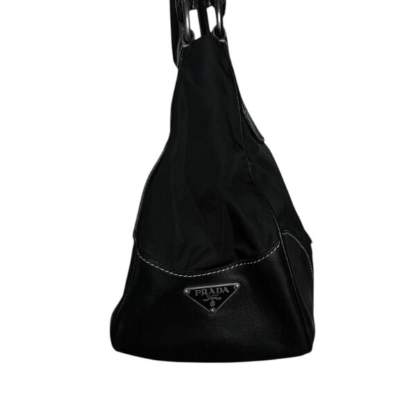 Prada Nylon Buckle Half Moon Shoulder Bag in Black / Silver - Image 3
