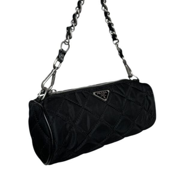 Prada Nylon Quilted Chain Mini Shoulder Bag in Black / Silver - Image 2