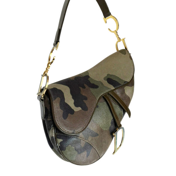 Dior Camo Shoulder Saddle Bag in Green / Khaki / Gold - Image 2