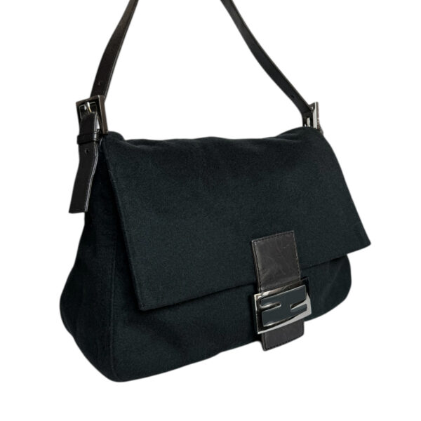 Fendi Wool Mamma Shoulder Baguette Bag in Black / Grey / Silver - Image 2