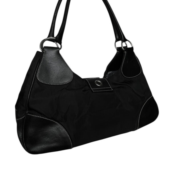 Prada Nylon Buckle Half Moon Shoulder Bag in Black / Silver - Image 4