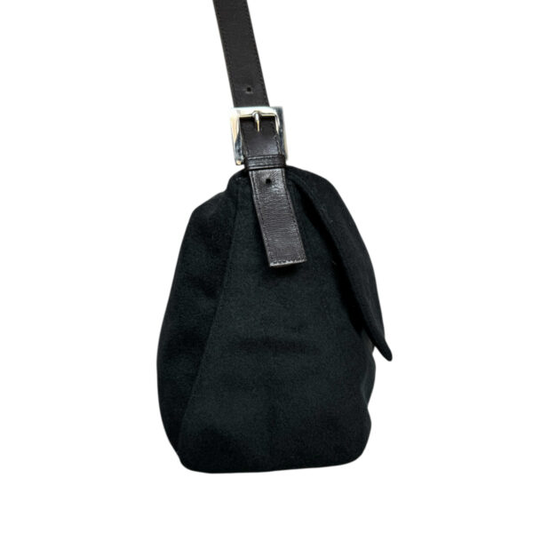 Fendi Wool Mamma Shoulder Baguette Bag in Black / Grey / Silver - Image 3
