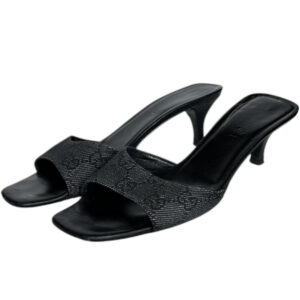 Vintage Gucci Monogram Canvas Heels in Black - Dark Grey UK 3 | NITRYL
