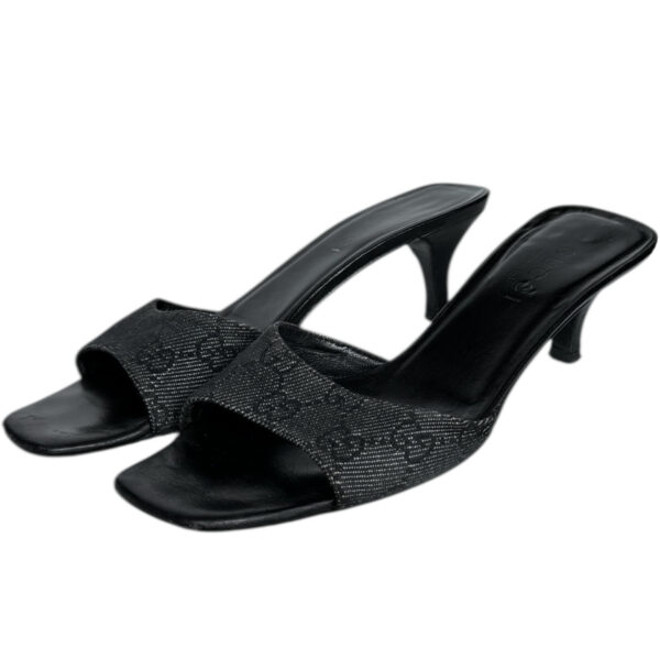 Vintage Gucci Monogram Canvas Heels in Black - Dark Grey UK 3 | NITRYL