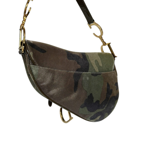 Dior Camo Shoulder Saddle Bag in Green / Khaki / Gold - Image 4