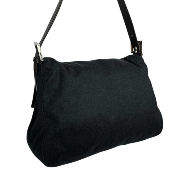 Fendi Wool Mamma Shoulder Baguette Bag in Black / Grey / Silver - Image 4