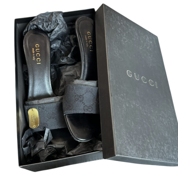 Gucci Monogram Logo Heels in Black / Gold UK 4.5 - Image 5