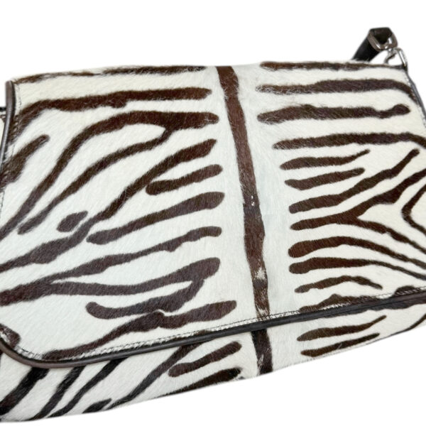 Prada Zebra Print Calfskin Shoulder Bag in White / Brown / Black - Image 5