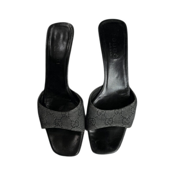 Gucci Monogram Canvas Heels in Black - Dark Grey UK 3 - Image 2