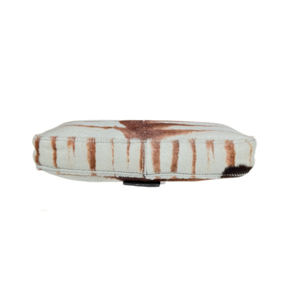Fendi Striped Calfskin Shoulder Baguette Bag in White - Cream / Brown / Black - Image 5