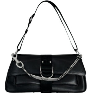 Vintage Dior Hardcore Swarovski Clasp 2 Way Shoulder Bag in Black / Silver | NITRYL