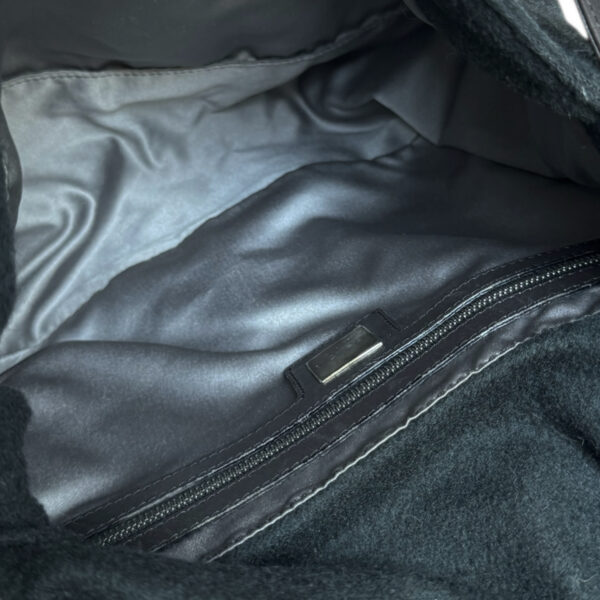Fendi Wool Mamma Shoulder Baguette Bag in Black / Grey / Silver - Image 6