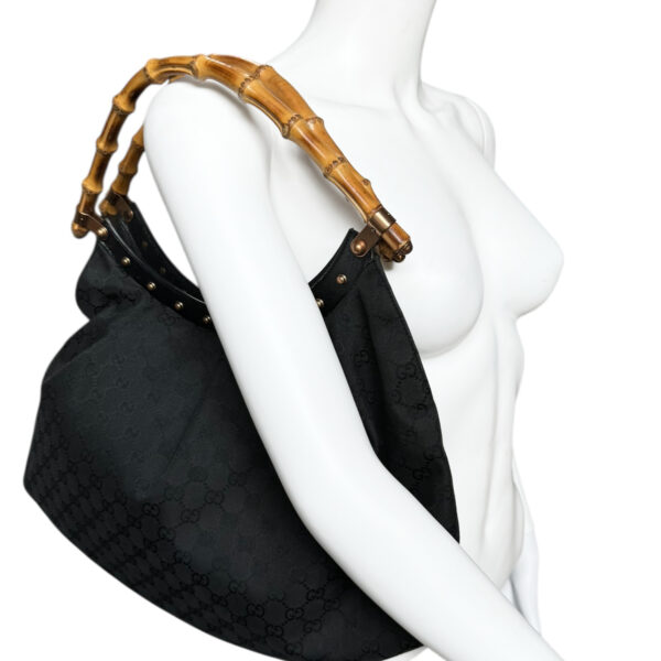 Gucci Monogram Bamboo Large Hobo Shoulder Bag in Black - Image 8