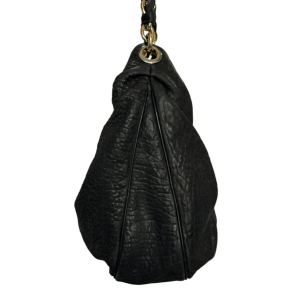 Fendi Mia Logo Leather Slouchy Hobo Shoulder Bag in Black / Gold - Image 3