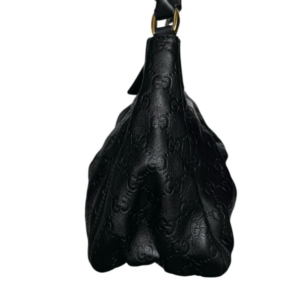 Gucci Monogram Leather D Ring Hobo Shoulder Bag in Black / Gold - Image 3
