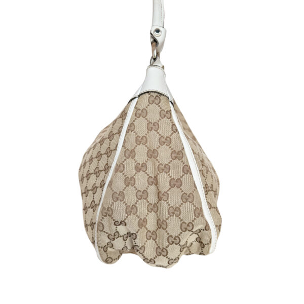 Gucci Monogram D Ring Hobo Shoulder Bag in Beige / White / Gold - Image 3