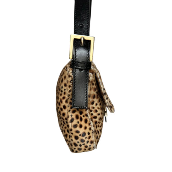 Fendi Micro Leopard Print Calfskin Shoulder Baguette Bag in Beige / Black / Gold - Image 3