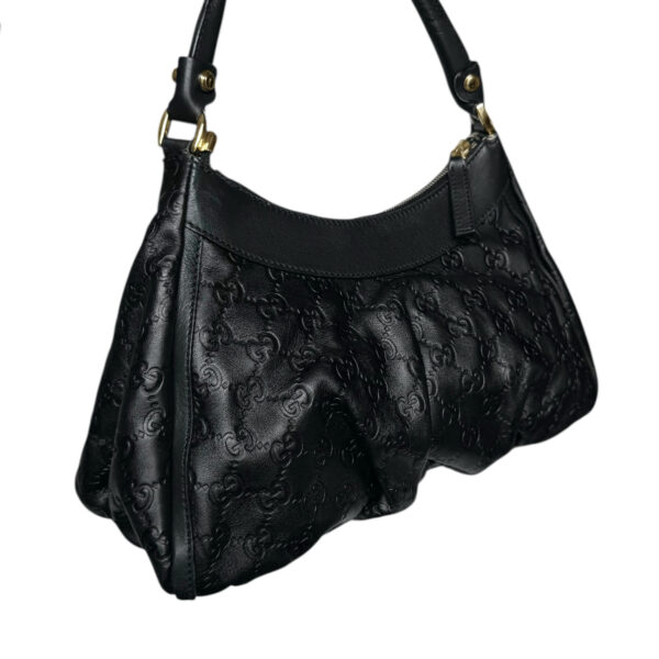 Gucci Monogram Leather D Ring Hobo Shoulder Bag in Black / Gold - Image 4