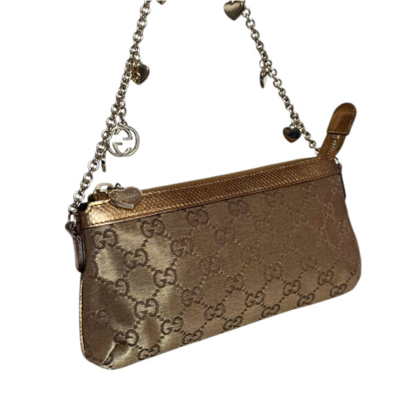 Gucci Monogram Metallic Chain Charm Mini Shoulder Bag in Gold - Image 2