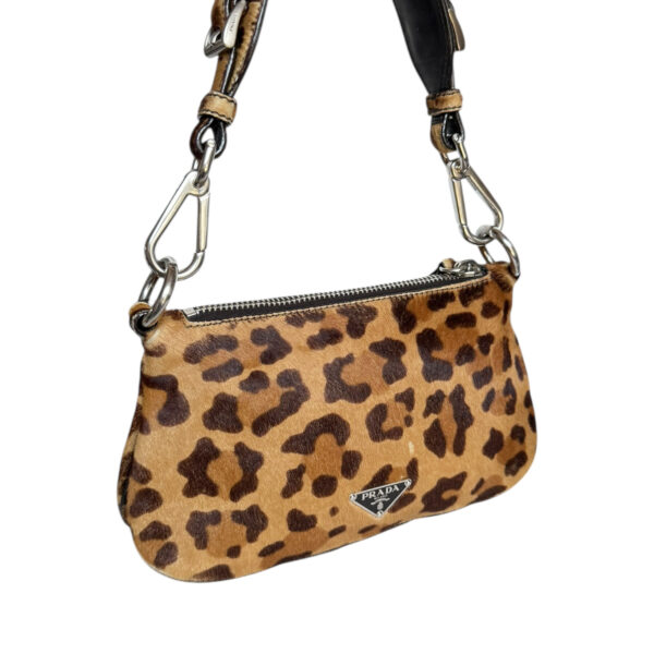 Prada Leopard Print Calfskin Shoulder Bag in Brown / Silver - Image 2