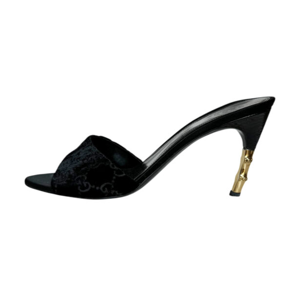 Gucci Monogram Velvet Bamboo Heels in Black / Gold UK 3.5 - Image 3