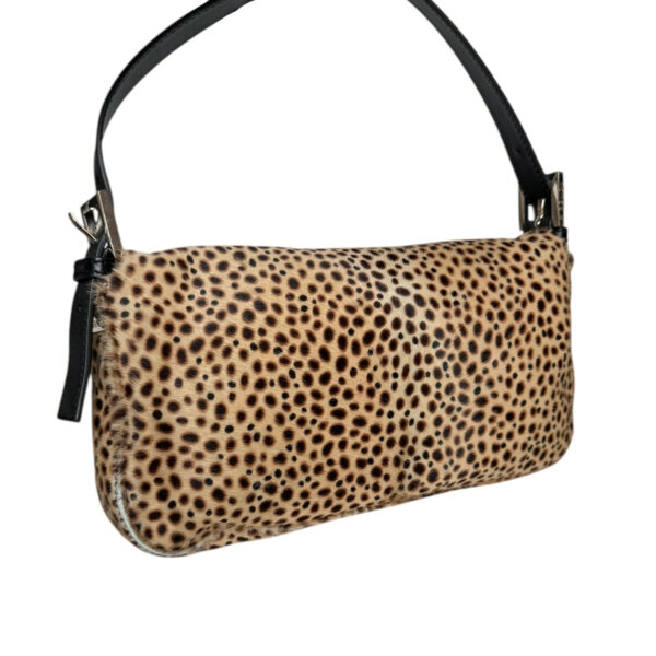 Fendi Micro Leopard Print Calfskin Shoulder Baguette Bag in Beige / Black / Gold - Image 4