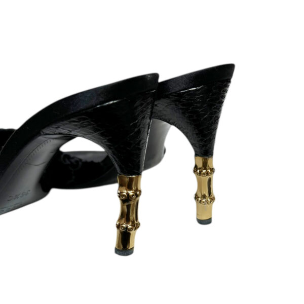 Gucci Monogram Velvet Bamboo Heels in Black / Gold UK 3.5 - Image 4