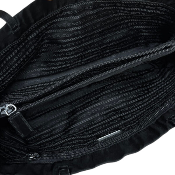 Prada Nylon Flower Shoulder Bag in Black / White / Silver - Image 5