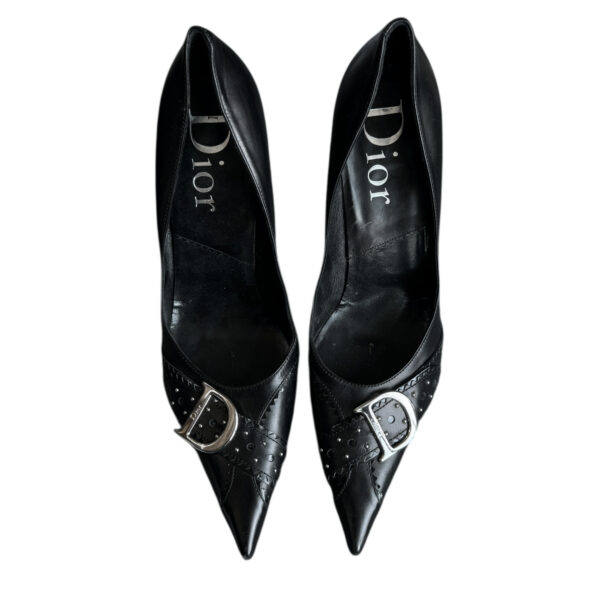 Dior D Logo Studded Leather Heels in Black / Silver UK 6.5 - Image 4