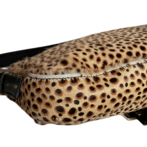 Fendi Micro Leopard Print Calfskin Shoulder Baguette Bag in Beige / Black / Gold - Image 6