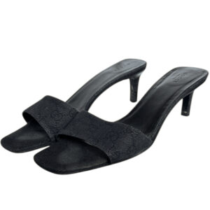 Vintage Gucci Monogram Canvas Heels in Black - Dark Grey UK 6.5 | NITRYL
