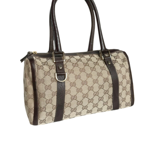 Gucci Monogram Shoulder Boston Bag in Beige / Brown / Gold - Image 2