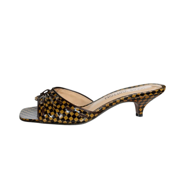 Louis Vuitton Damier Checkered Logo Kitten Heels in Brown / Gold UK 4 - Image 3