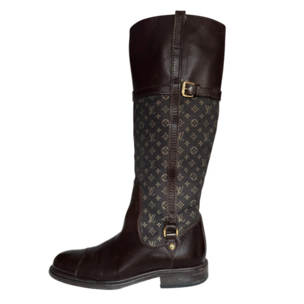 Vintage Louis Vuitton Monogram Riding Boots in Brown / Gold UK 4 | NITRYL