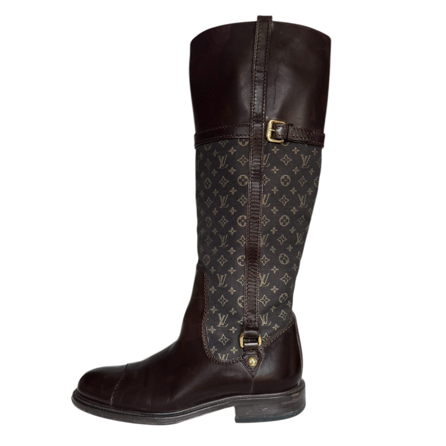 Vintage Louis Vuitton Monogram Riding Boots in Brown / Gold UK 4 | NITRYL