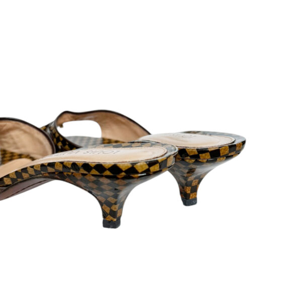 Louis Vuitton Damier Checkered Logo Kitten Heels in Brown / Gold UK 4 - Image 4