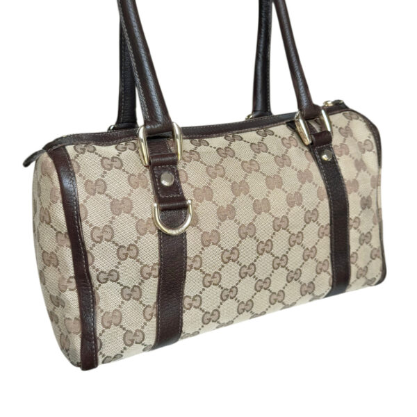 Gucci Monogram Shoulder Boston Bag in Beige / Brown / Gold - Image 4