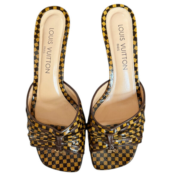 Louis Vuitton Damier Checkered Logo Kitten Heels in Brown / Gold UK 4 - Image 2