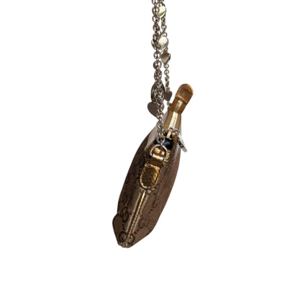Gucci Monogram Metallic Chain Charm Mini Shoulder Bag in Gold - Image 3