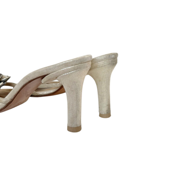 Chanel Flower Pearl Logo Heels in Beige / Silver UK 5 - Image 4