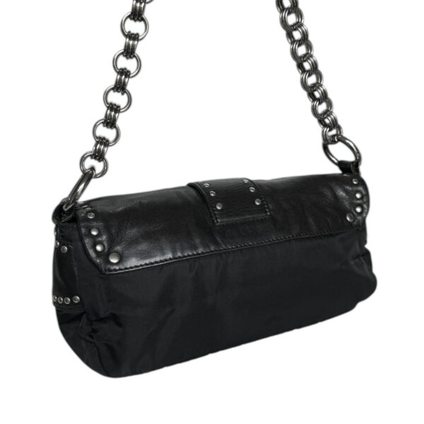 Prada Studded Nylon Leather Shoulder Bag in Black / Silver - Image 4