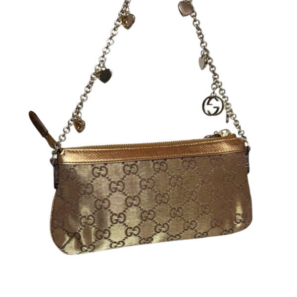 Gucci Monogram Metallic Chain Charm Mini Shoulder Bag in Gold - Image 4